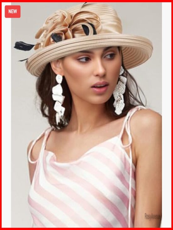 Adjustable Satin Fascinator Hat for Church Wedding Tea Party Derby Events Fascinator Hat with Feathers & Ribbon - Elegant Tea Party  main image 4